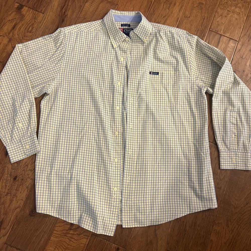 Chaps Men’s Light Blue & Yellow Check Button-Down Shirt